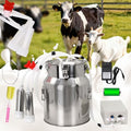 2-in-1 Goats and Cows Milking Machine Upgrade 3.7Gal/14L | Electric Adjustable Vacuum Pulsation Milker, 5200mAh Battery Built-in Rechargeable & Stainless Steel Bucket & 4 Cups (14L) - size: 14L