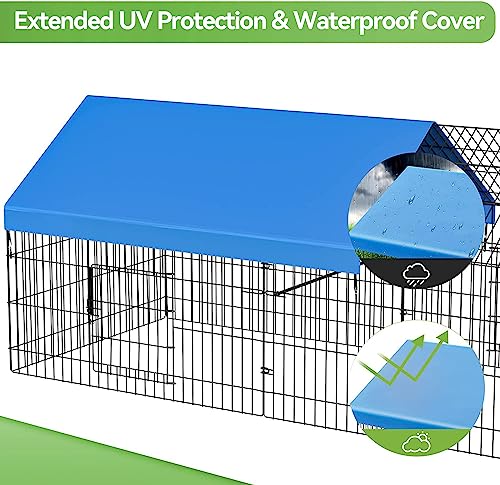 INJOPEXI Metal Chicken Coop 130"×40"×39" Chicken Runs for Yard with Cover Chicken Playpen Enclosure Chicken Pen Kennel Duck Coop Cage for Outdoor Backyard Farm Rabbit Dog Cat Small Animal Poultry