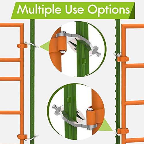 T-Post Gate Hinge Pins - Heavy Duty Gate Hanger, Hang a gate from a Metal T Post, Steel Gate Hinges Target Hanger for Farm Gate, Garden & Backyard Gate, Easy to Install. (Patent) - color: Silver