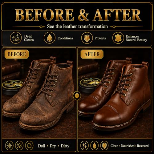 Feilove Leather Boot Care Kit Gift Set with Mink Oil, Saddle Soap, Horsehair Brushes, Applicators & Cloth for Cowboy Boots, Work Boots, Saddles & Tack
