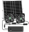 Solar Powered Fan with Battery, Rechargeable Solar Fan for Chicken Coop, Greenhouse, Shed, Outside with Two IPX7 Waterproof Exhaust Intake Fans 16.5Ft On/Off Switch Cable - size: Medium 5"-BAT