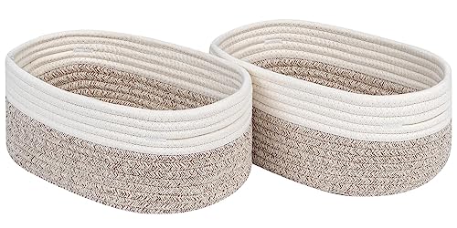 CubesLand Baskets for Shelves Storage,Cube Shelf Closet Storage Bins Set 2 | Long-lasting &Skin-friendly Toy Basket Bin,Stylish Room Decor Basket,Woven Off White/Light Brown - color: Off White/Light Brown, size: 2pcs-small basket