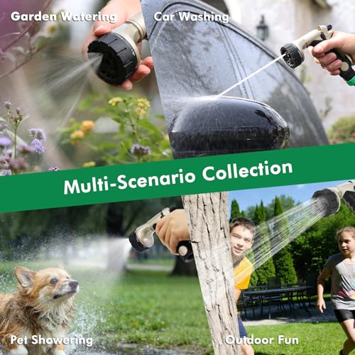 RESTMO Garden Hose Nozzle, Heavy Duty Metal Water Hose Nozzle for Outdoor | Hose Sprayer Nozzle with 7 Adjustable Spray Patterns, Leak Proof Nozzle Ideal for Watering Plants and Lawn, Pet Showering - size: 7 Spray Patterns-Rear-Press Lever Control