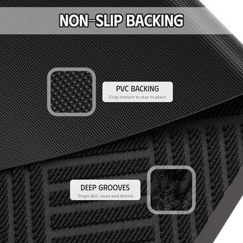 Dirt Trapper Door Mat 3' x 5', Rubber Backing Non Slip Heavy Duty Welcome Mat, Low Profile Indoor Outdoor Mats, Dirt Resistant and Absorbent, Commercial Floor Mat for Entryway, Black Diamond - color: Black Diamond, size: 3' x 5'