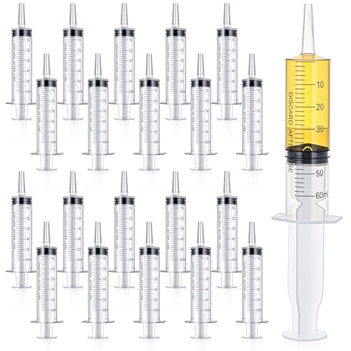 20 Pcs 60ml Syringe with Cap, Plastic Large Syringes for Liquid | Individually Wrapped, Measurement Syringes, without Needles, for Pet Feeding, Scientific Labs, Glue Applicator