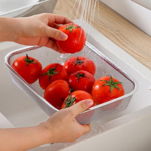 18/8 Stainless Steel Fine Mesh Strainer Basket with Feet, Rectangular Colander for Vegetables, Fruits, Pasta, Noodles – Rustproof, Durable & Easy to Clean (12.2 inch) - color: Sleek Square, size: 12.2 inch