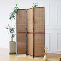 3 Panel Detachable Room Divider, 5.6 ft Tall Two in One Bamboo Privacy Screen (Converts into 2 Low Dividers), Folding Panel Divider for Room Separation, Natural Brown (67" H x 46" W) - color: Brown, size: 3 Panel