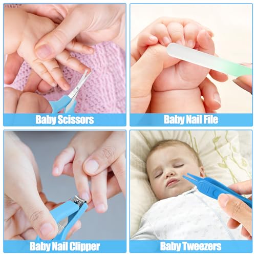 Baby Healthcare and Grooming Kit for Newborn Kids, 24PCS Upgraded Safety Baby Care Kit, Newborn Nursery Health Care Set, Baby Care Products - style: BLUE-24