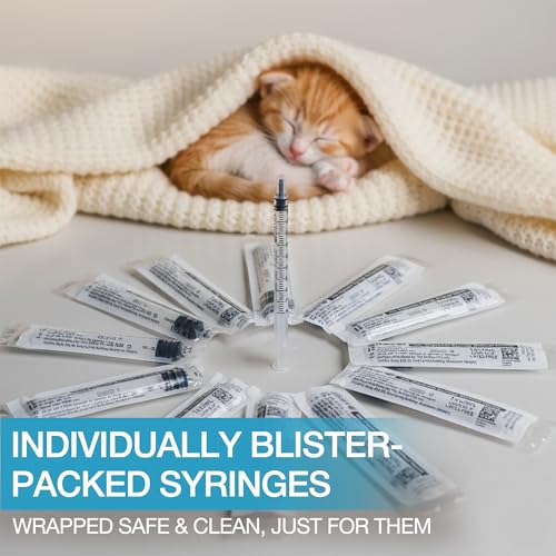 Quick-Delivery 1 ML Oral Syringe for Liquid Medicine: 50-Pack Pet Syringe | Individually Blister-Sealed Medicine Dropper Syringes | Leak-Free 1mL Cat Medicine Syringe | Durable Oral Syringe for Dogs - style: 1mL