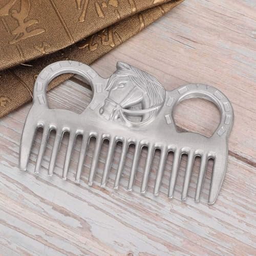 Metal Horse Comb, 4inch Stainless Metal Pulling Combs Horse Mane Comb Horse Tail Comb Mini Pocket Combs Horse Grooming Comb Livestock Comb for Cleaning Hair Removing Loose Undercoat Knots, Silver