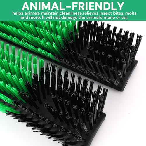 2pcs Livestock Scratching Brush with 8 Screws,Cattle and Horse Grooming Brush, Itch Relief for Horses, Goat, Cattle,Sheep,Cow and Pig,Animal Back Scratching