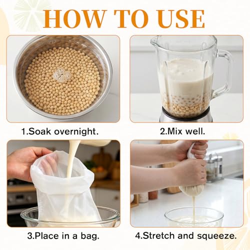8 PCS Nut Milk Bag Reusable Nylon Cheese Cloth Bag for Straining 30 * 20cm Fine Mesh Strainer Bags Juicing Bags with Drawstring for Filtering Nut Milk Cold Brew Coffee Greek Yogurt Tea Juice