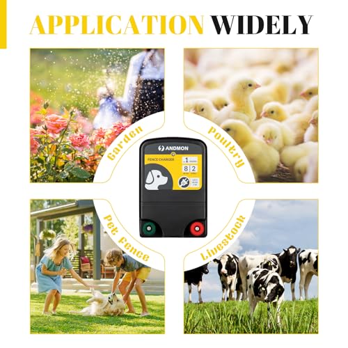 0.12 Joule Electric Fence, AC-Powered Electric Fence Charger for 2 Miles & 8 Acre Protection, Electric Fence Energizer Ideal for Gardens, Backyards & Small Livestock