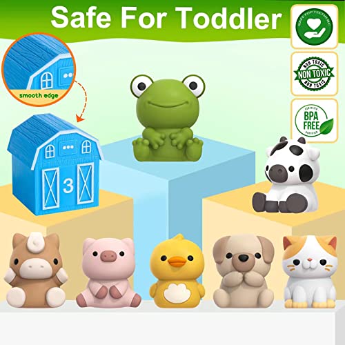 Farm Animal Toys for Toddler 1-3 Year Old, Montessori Toy Gift for Boy Girl | 10 Farm Animal Toys & 10 Barns, Counting, Matching & Sorting Educational Sensory Toys, Christmas Birthday Gift for Baby 1-3 - style: Farm