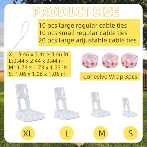 4 Sizes Poultry Leg-Splint Set, Leg Support for Injured Chicken, Goose, Duck - color: White