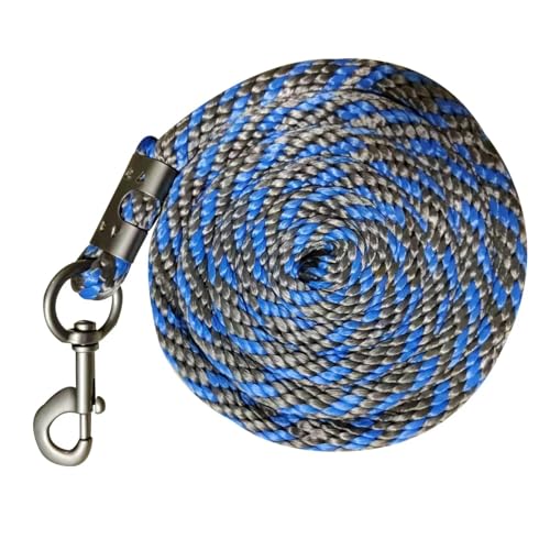 Horse Poly Lead Rope with Heavy Duty Bolt Snap, Braided Rope for Horse and Livestock (Sky Blue/Silver) - color: Sky Blue/Silver