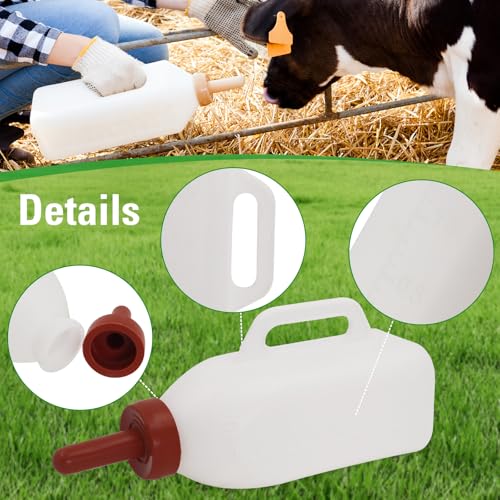 2L Calf Nursing Bottle with Handle and Replacement Nipple, Used for Animal and Livestock Care Milk Storage Bottle Detachable Removable Nipple Feeding Bottles (Vertical)