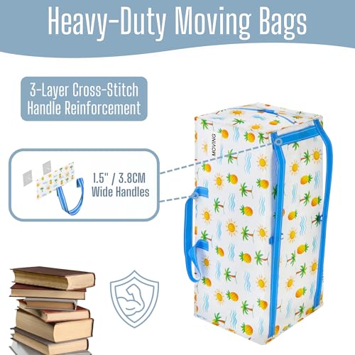 VENO 6 Pack Heavy Duty Moving Bags with Backpack Straps, Zippers & Handles, Extra Large Packing Bags for College Dorm Essentials, Moving Supplies Alternative to Cardboard Moving Boxes - color: Tropical Island, size: 6 Pack