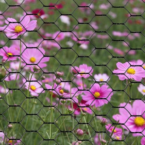 PVC Hexagonal Poultry Netting Chicken Wire 18" x25' x 1" Mesh 20GA Black - size: 18"x25'-1" 20GA