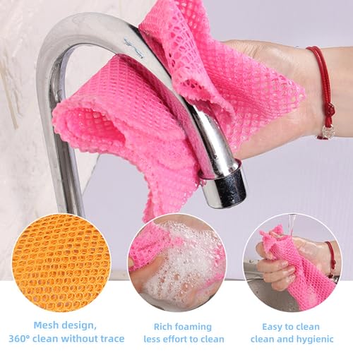 4 Pcs Heavy Duty Dish Scrubbers, Non-Scratch Scouring Pads - Odorless & Long Lasting Mesh Dish Cloth - Replace Sponges - Kitchen, Floor and Bathroom Usage