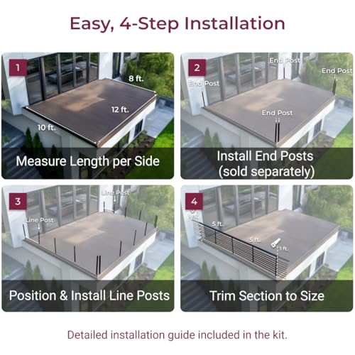 CR Fence & Rail Horizontal Guard Rail Kit, 4'Wx3'H DIY Railing Balusters Set w/Middle Post, Brackets Included, for Deck, Porch, Patio & Balcony, Requires 2 End Posts - size: V4 - 36", style: 36" - 4'Section+Post
