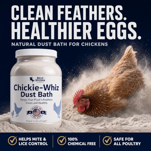 5.5lb Chickie-Whiz Chicken Dust Bath - Made in USA - All Natural Volcanic Ash Dust Bath for Chickens - Healthier Eggs & Feathers - Chicken Coop Accessories for Farms by Billy Buckskin Co. (Pack of 2) - size: 1 x 5.5 LB (Pack of 2)