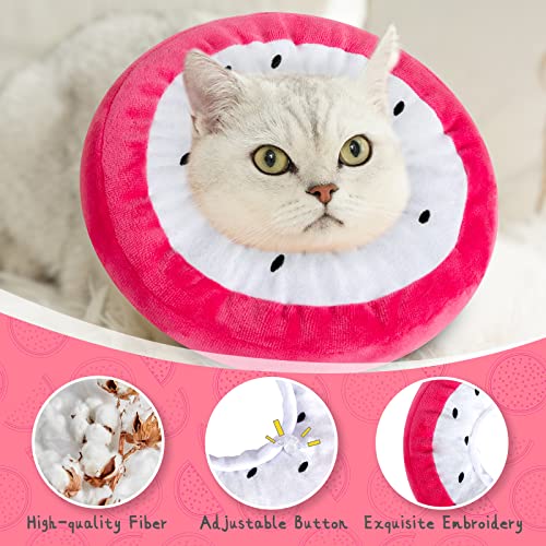 ANWA Adjustable Cat Cone Collar Soft, Cute Cat Donut Collar After Surgery, Kitten Recovery Cones to Stop Licking - color: Dragonfruit, size: Small