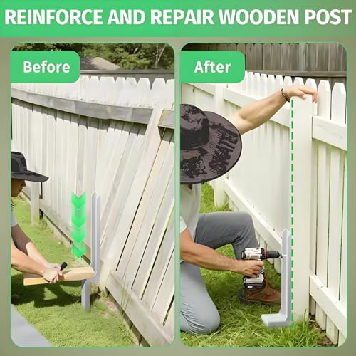 Fence Post Repair Stakes Kit, White, 1-Pack | 1/8" Thickened Carbon Steel, One-Piece Structure, Heavy Duty Ground Anchor Stake - color: White/1 Pack