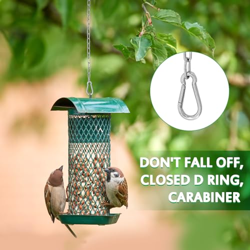 2 Set 5 Ft Hanging Chain Spring Hooks with 4 Signs for Chicken Coop Feeders | 304 Stainless Steel, Anti-Rust & Adjustable, Holds Up To 13 Lbs for Chicken Coop Feeders, Plant Hooks Indoor & Outdoor Use - size: 2 PCS 5 FT