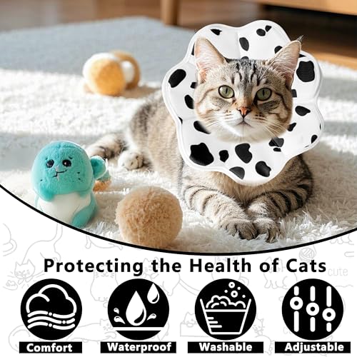 Soft Adjustable Cat Cone Collar, Comfortable Cat Recovery Collar - color: Milk, size: Medium