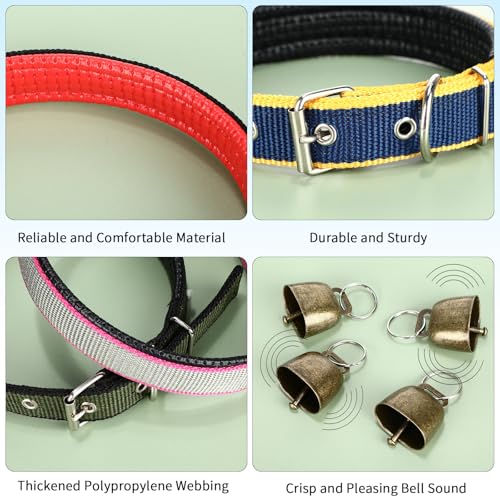 5 Sets Adjustable Small Goat Collars with Bells Cow Horse Sheep Copper Bronze Bells Pet Collar Goat Supplies for Farm Animal Accessories