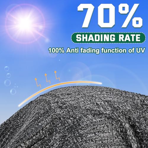 Kesfitt 70% Shade Cloth 12x12 ft, Breathable HDPE Mesh Sun Shade Tarp for Garden & Greenhouse, UV Resistant Outdoor Shade Fabric with Copper Grommets for Plants, Patio, Yard - size: 12ftx12ft, style: 70% Shading Rate