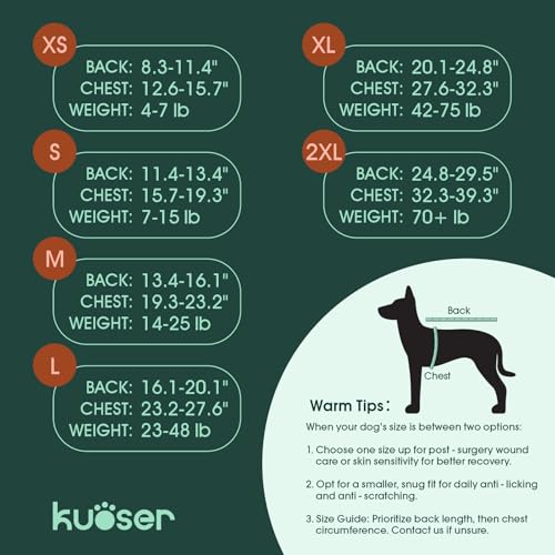 Kuoser Recovery Suit for Dogs Cats, Soft Dog Surgery Suit Female Male Spay | Professional Dog Onesie for Surgery, Substitute E-Collar & Cone, Prevent Licking Dog surgical suit Pet Neuter Suit - color: Red Stripe, size: X-small (Back:8.3-11.4'', Weight:4-7