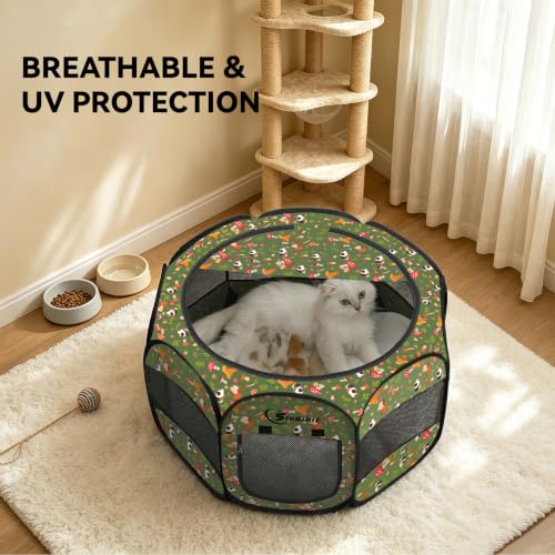 Siedihit Dog Cat Playpen, Puppy Pet Playpen Indoor for Small Dog | Crate Tent Cage Outdoor, Portable Pop Up Dogs Enclosure Kennel with Carrying Case for Dogs/Cats/Rabbits (Cottagecore, Small) - color: Cottagecore