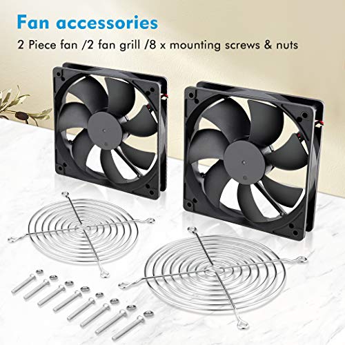 Wathai IP67 120mm DC 12V Exhaust Waterproof Fan Dual Ball 2pcs | High Preformance for Electronic Equipment Cabinet or DIY Cooling Ventilation Exhaust Projects IP67 2 Pack - size: 120x25mm