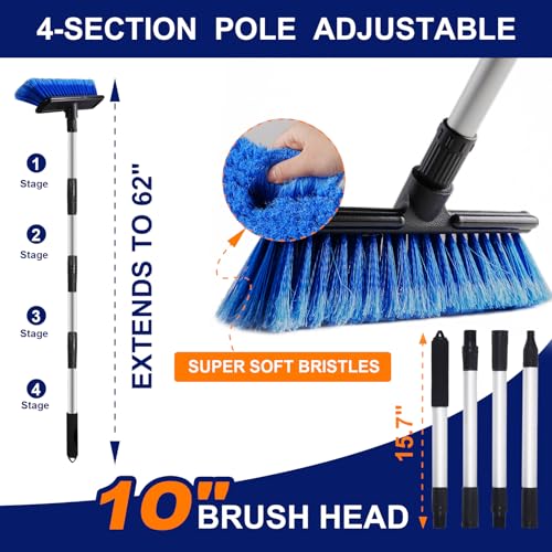 EVERRUSH 62" Car Wash Brush Mop with Long Handle Soft Bristle Scrub Car Washing
