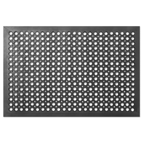 GRIDMANN Rubber Floor Mat, 36" x 24" Anti-Fatigue Drainage Mat, Non-Slip and Grease Resistant for Restaurants, Commercial Kitchens, Bar Floors, Black - size: 36"L x 24"W x 0.4"Th
