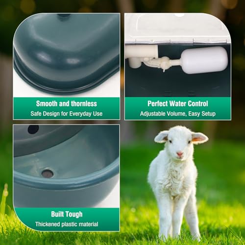 Automatic Water Bowl Livestock Waterer for Horse Cattle Goat Sheep Dog | Float Valve Auto-Fill | Outdoor Water Trough with Drainage Hole & 39.37 inch Pipe | Farm Grade