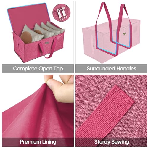 BALEINE Extra Large Storage Tote with Zippers & Carrying Handles, Heavy-Duty Oxford Fabric Moving Bags for Laundry, Space Saving, Storage, Berry Red - color: Berry Red, size: 1-Pack