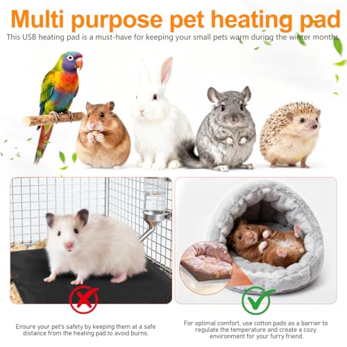 MAGICLULU USB Heating Pad for Hamster Cage Small Animal Heating Pad for Reptiles Rabbit Winter Thermal Insulation Mat Soft Warm Heat Mat for Cozy Resting 5.51 X 5.51 X 0.03 in 1 Pack