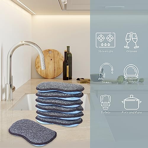 Multi-Purpose Scrub Sponges for Kitchen By Scrub- it - Non-Scratch Microfiber Sponge Along with Heavy Duty Scouring Power - Effortless Cleaning of Dishes, Pots and Pans All at Once(6 Pack, Large) - size: Large (Pack of 6)