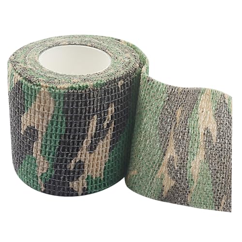 Breathable Bandage Wrap, Green Camouflage, 6 Pack, 2" x5 Yards | Self Adhesive, Vet Tape, Elastic Cohesive Wrap, Self-Adherent Sports Tape, For Pets Athletic - color: Green Camouflage