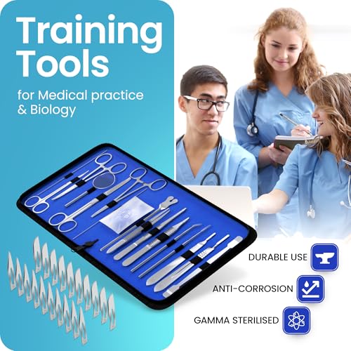 Dissection Kit Durable 38-Piece for Medical & Veterinary Students | Stainless Steel Biology Lab Anatomy Dissecting Set with Scalpel Blades - Case, 18 Reusable Tools & 20 Blades