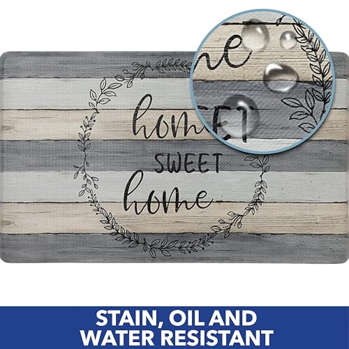Home Dynamix Cozy Living Home Sweet Home Modern Farmhouse Runner Anti-Fatigue Kitchen Mat, Non-Slip Floor Mat, Padded Standing Desk Mat, Grey/Beige, 17.5"x30" - color: Grey/Beige, size: 18"L x 30"W x 0.5"Th