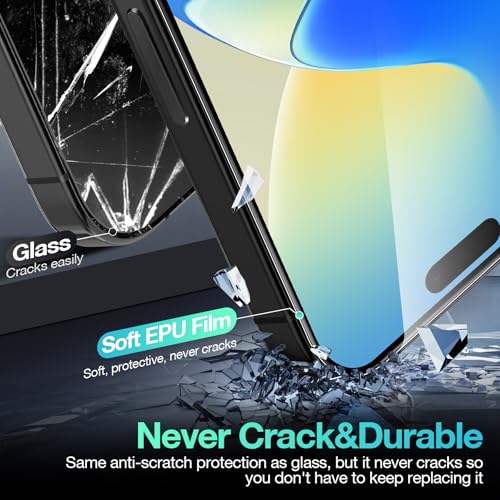 3 Pack Flexible Film Screen Protector for iPhone 16 Pro Max, Non-breakable Soft TPU Hydrogel Film for iPhone 16 Pro Max Screen Protector Film (NOT Glass) - size: iPhone 16 Pro Max