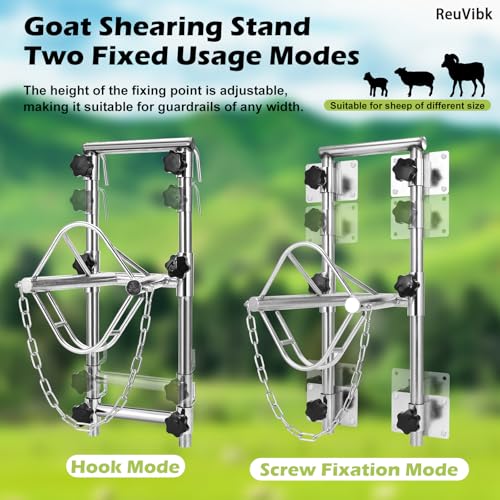 Sturdy Goat Sheep Stand, Livestock Trimming Goat Stand Adjustable Height 304 Stainless Steel Shearing Stand Portable Sheep Head Fixture, for Goat/Sheep Milking, Shearing & Trimming Stands