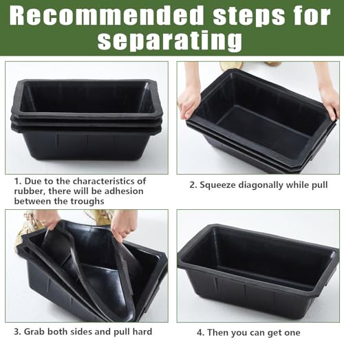 Sadnyy 3 Pcs Rubber Feeder Pan, Horse Feed Bucket Rubber Feed Pan Large Utility Heavy Duty Horse Trough Feeder for Goats Horses Livestock Animal Feeding (10.56 Qt/ 2.5 Gallon) - size: 10.56 Qt/ 2.5 Gallon