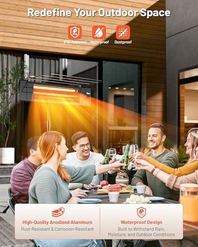 DR. INFRARED HEATER Carbon Infrared Patio Heater with Tripod, Remote Control, Optional On/Off Tip-Over Protection, Freestanding or Wall-Mounted, Black - size: 58 Inches