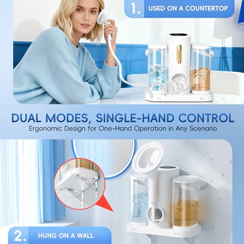 Water Powered Ear Cleaner, Electric Ear Wax Removal Kit with Sewage System and 4 Clean Mode, Safe and Effective Ear Flushing Kit, Ear Irrigation Tool 2 Ear Tips for Adults