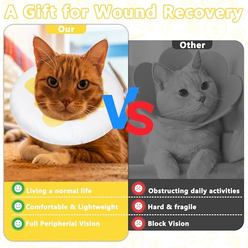 Cat Cone Collar Soft, Adjustable Cat Recovery Cone (Egg, S) | Stop Licking, Cute Kitten Donut Collar After Surgery, Elizabethan Collars for Kittens, Lightweight Cats Neck Cones - color: Egg, size: Small